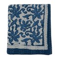 Saro Lifestyle SARO TH321.IN5060 50 x 60 in. Floral Kantha Stitch Throw with Block Print Design TH321.IN5060